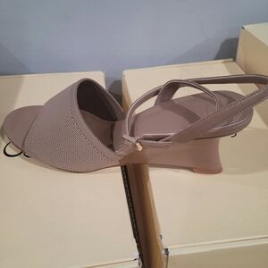 Women's Taupe Slingback Mid Heel Sandals - Elegant Everyday